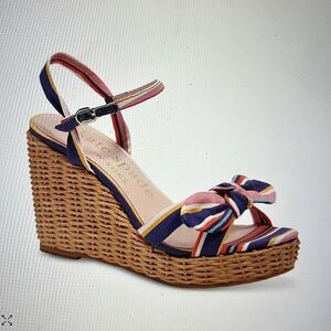 Kate Spade Patio Wedge Sandals- Sidewalk Stripe- Size 11- NIB